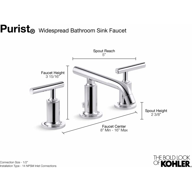 Purist® Widespread Bathroom Faucet with Drain Assembly