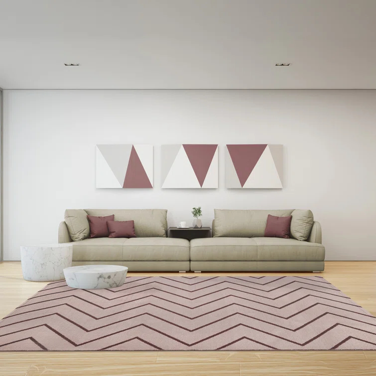 Kent Modern Chevron Zig-Zag Indoor/ Outdoor Area Rug By Haus & Home Beige