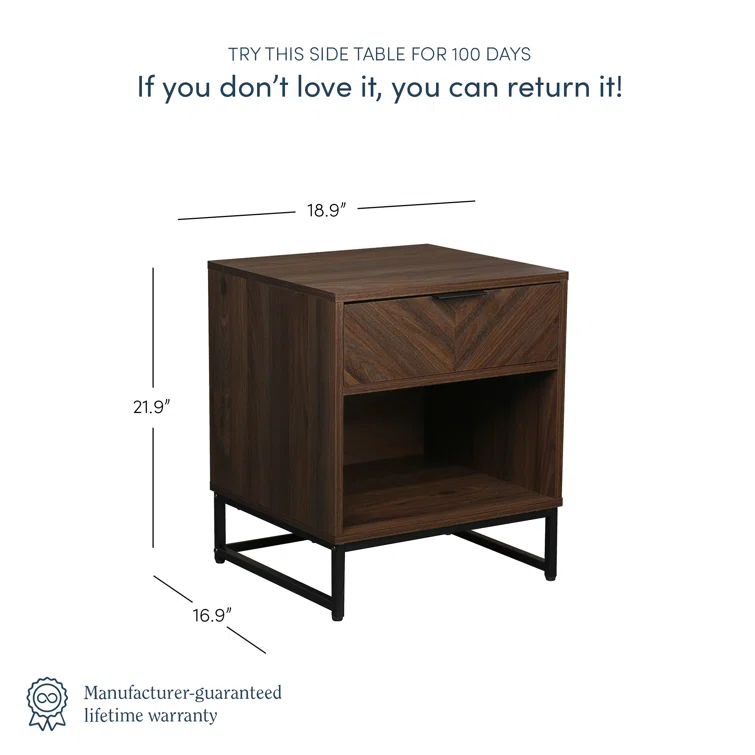 19'' W Metal Nightstand