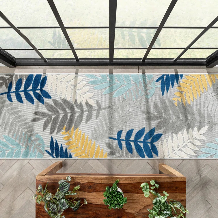 Dorado Mariah Floral Gray Indoor/Outdoor Hi-Lo Area Rug