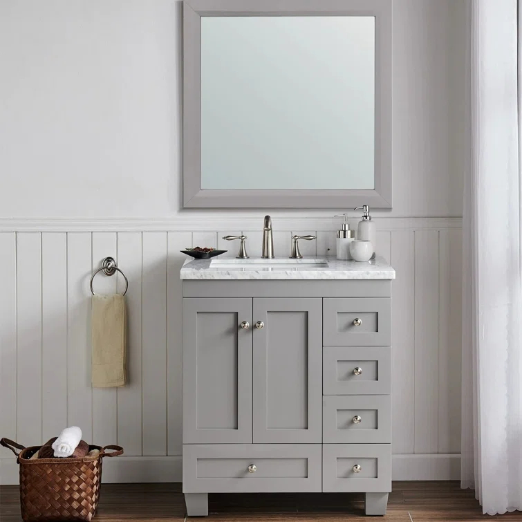 Hartford 20" Traditional Rectangular Wood Framed Bathroom Vanity Mirror