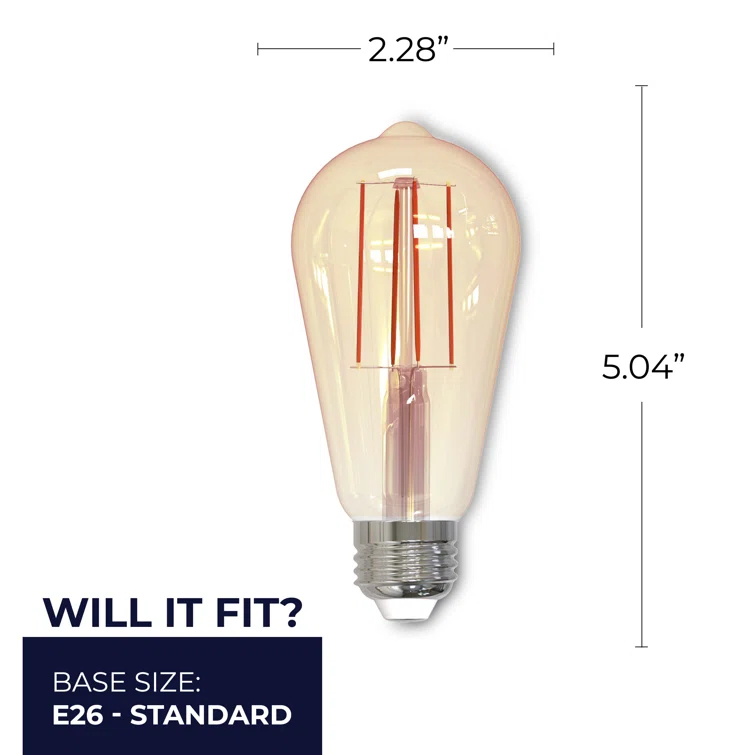 Bulbrite Industries 861410 60 Watt Equivalent, ST18 LED, Antique Dimmable Light Bulb, (2200K) E26/Medium (Standard) Base (Set of 2)