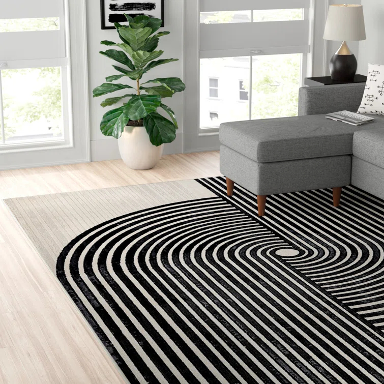 Wade Logan® Chanella Geometric Black/Beige Area Rug