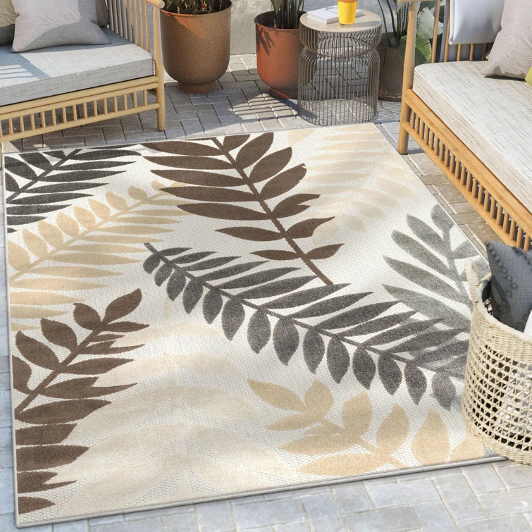 Dorado Mariah Modern Indoor / Outdoor Floral Ivory Hi-Lo Area Rug