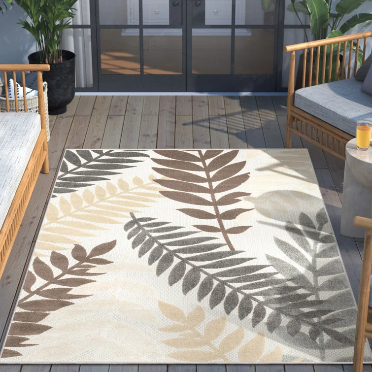 Dorado Mariah Modern Indoor / Outdoor Floral Ivory Hi-Lo Area Rug