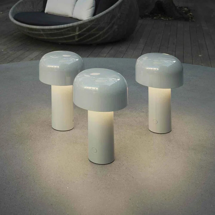 Gray Cordless Adjustable Outdoor Kids Table Lamp with LED Light