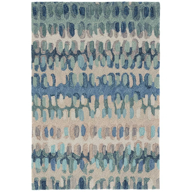 Paint Chip Abstract Hand Wool Indigo/Denim/Beige Area Rug