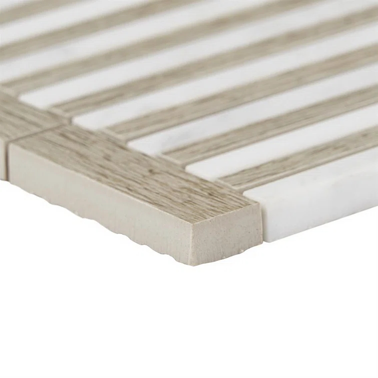 Florey Linear 7.87 in. x 8.31 in. Polished Marble Floor and Wall Mosaic Tile