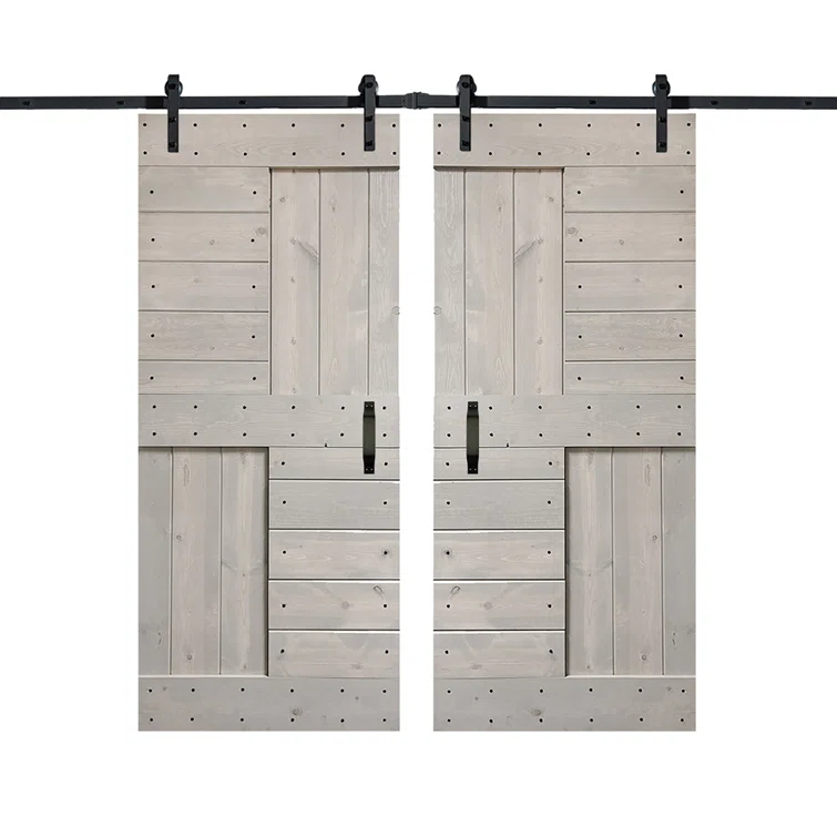 84'' Solid Wood Paneled with Installation Hardware Kit Barn Door