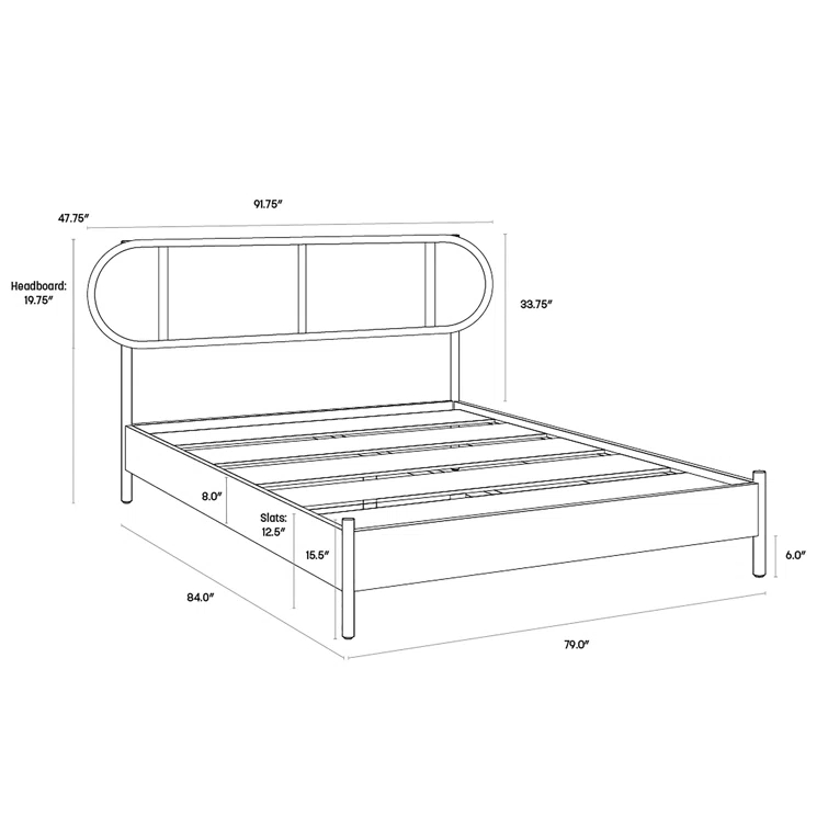 Natural Pine King Bed Frame with Slats
