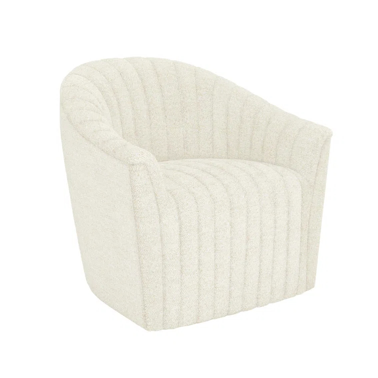Channel Upholstered Swivel Barrel Chair