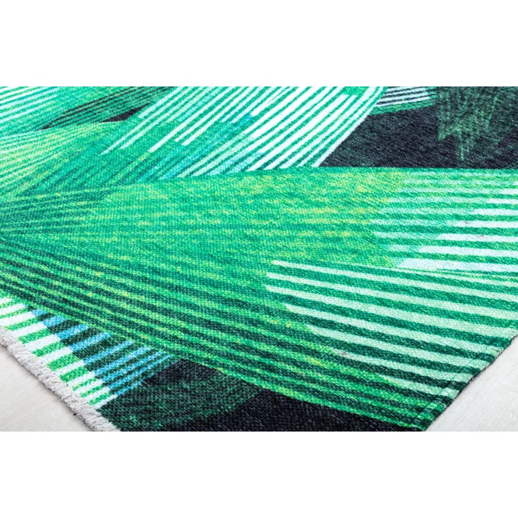 Maisie Modern Black Palm Area Rug