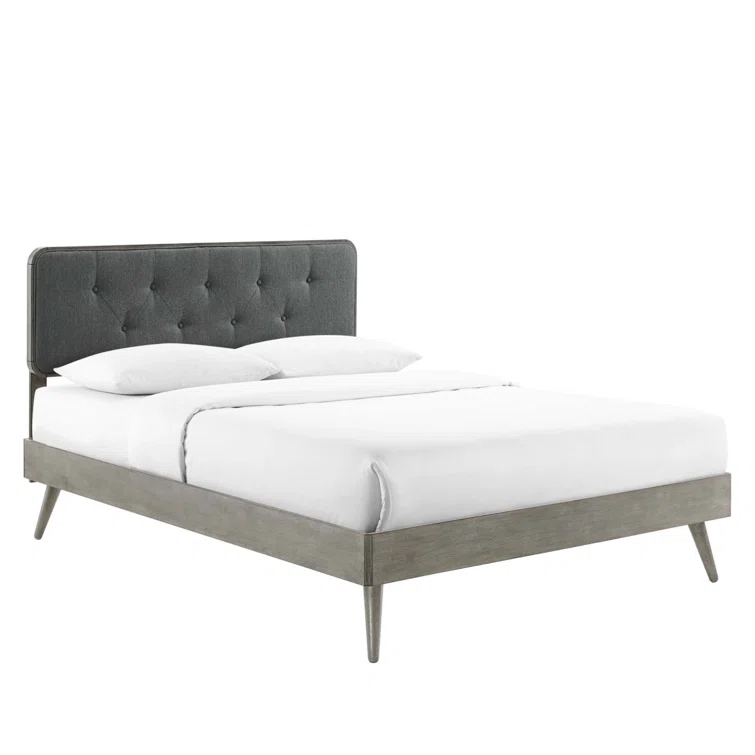 Bridgette Wood Platform Bed with Splayed Legs