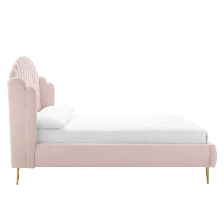 Modway Lana Queen Performance Velvet Wingback Platform Bed by Modway