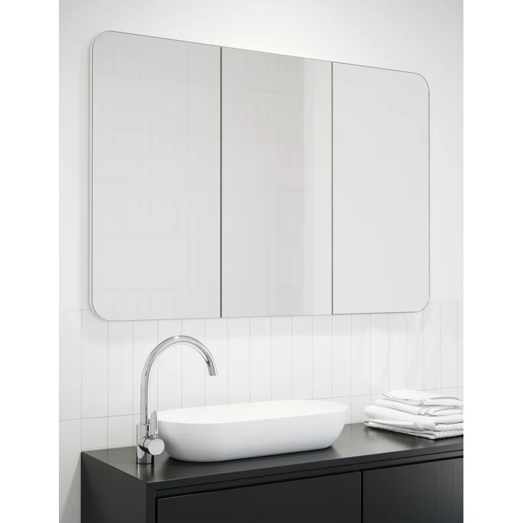 Glass Warehouse Three Door MDF Square Shape Medicine Cabinet