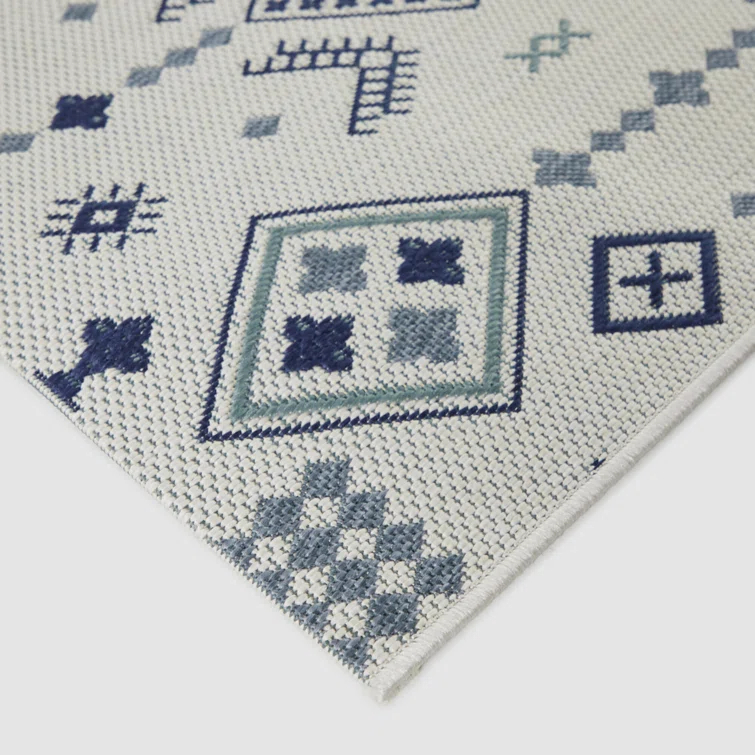 Ignacy Blue Moroccan Patio Indoor/Outdoor Area Rug