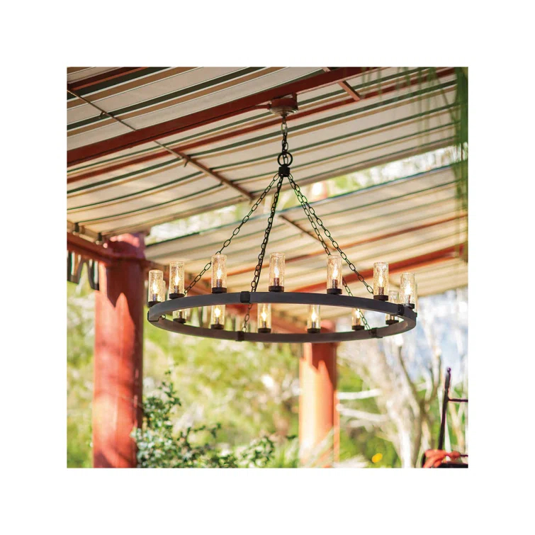 Sawyer 12-Light Single Tier Outdoor Rustic Chandelier