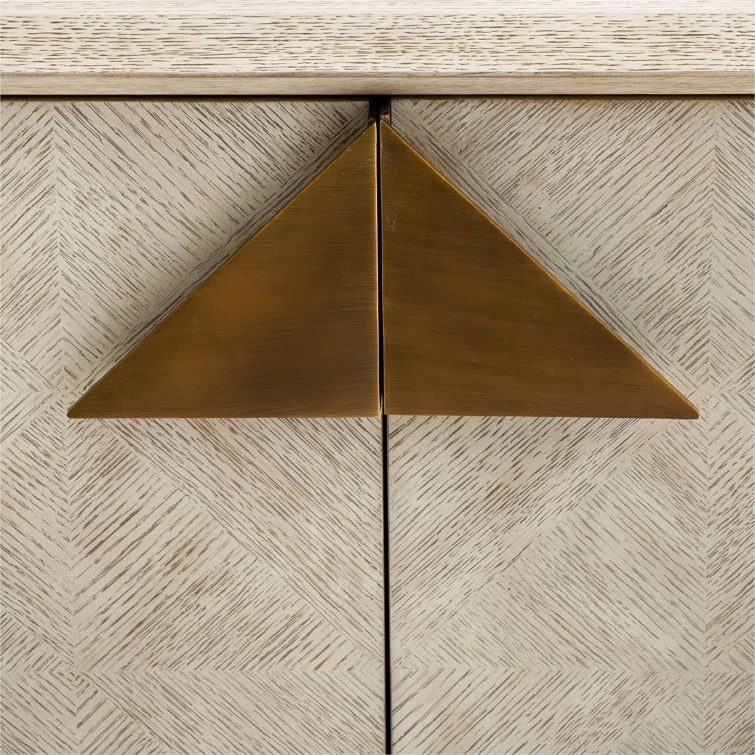 Naomi Ivory Smoke Oak Veneered 48'' Modern Cabinet with Brass Hardware