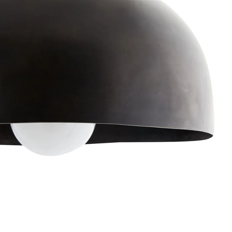 Contemporary Bronze Bowl Pendant with Wood Finial - Indoor/Outdoor