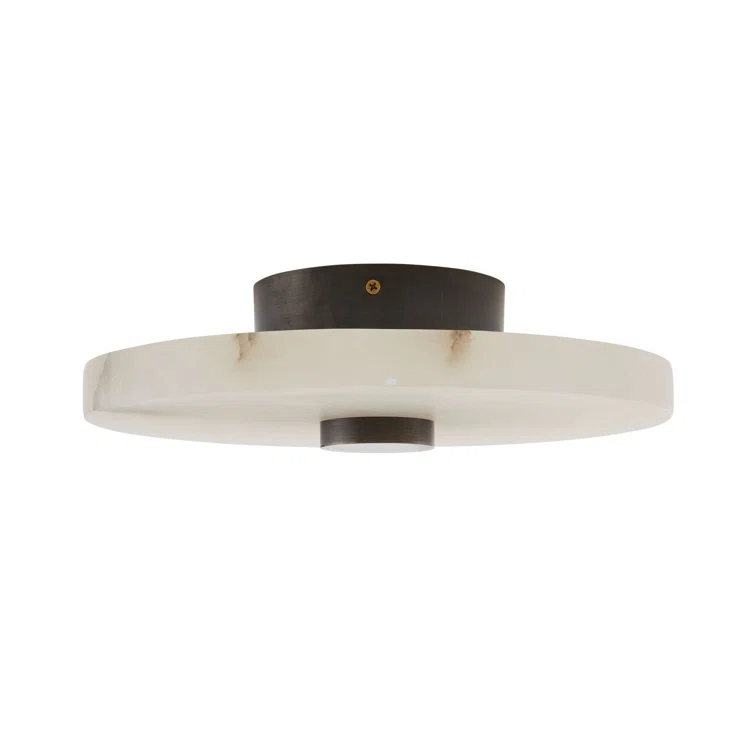 Moers Mid-Century White Ricestone 12" LED Flush Mount