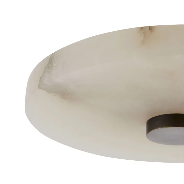 Moers Mid-Century White Ricestone 12" LED Flush Mount