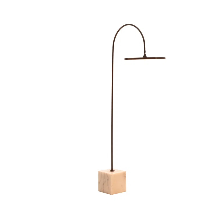 Bronze Adjustable Arc LED Floor Lamp with Marble Base