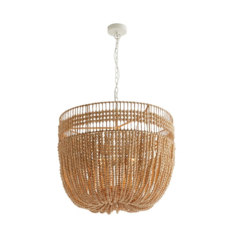 Nina 27.5" White Beaded Empire Silhouette Plug-in Chandelier