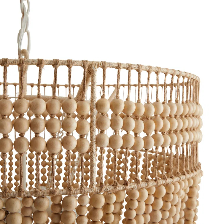 Nina 27.5" White Beaded Empire Silhouette Plug-in Chandelier