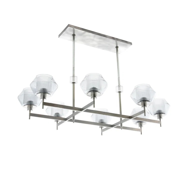 Holm 50-Inch Pewter and Glass Linear Chandelier