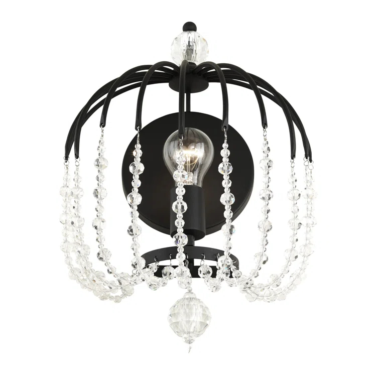 Elegant Black and Gold Crystal Crush Dimmable Wall Sconce