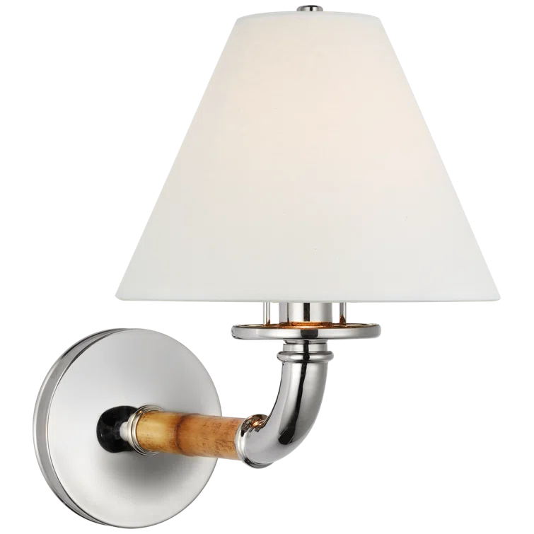 Dalfern Polished Nickel 12.5" Bamboo & Paper Shade Dimmable Sconce