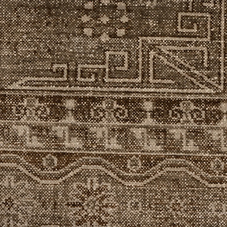 Hand-Knotted Brown Wool Rectangular Area Rug 10' x 14'