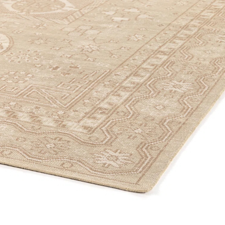 Elysian Cream Hand-Knotted Wool Rectangular Rug 10' x 14'