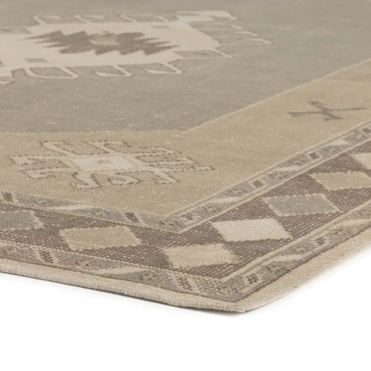 Handmade Beige Wool and Cotton 10' x 14' Area Rug