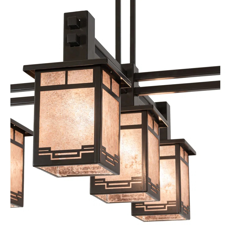 Rustic Lodge 5 - Light Dimmable Lantern Square / Rectangle Chandelier