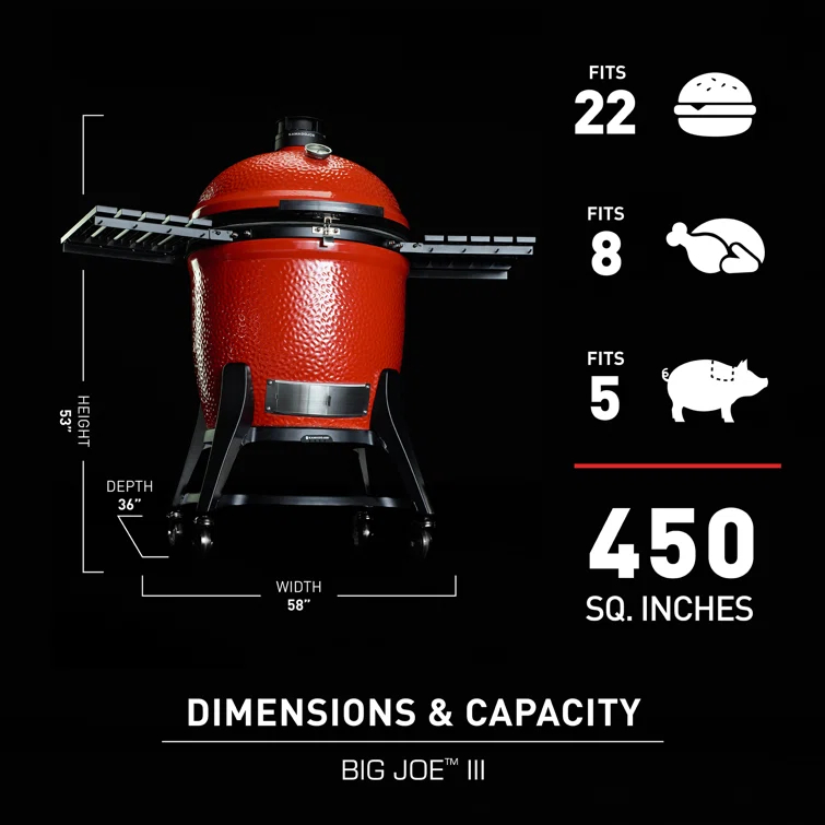 Kamado Joe BigJoe III 24-inch Charcoal Grill in Red
