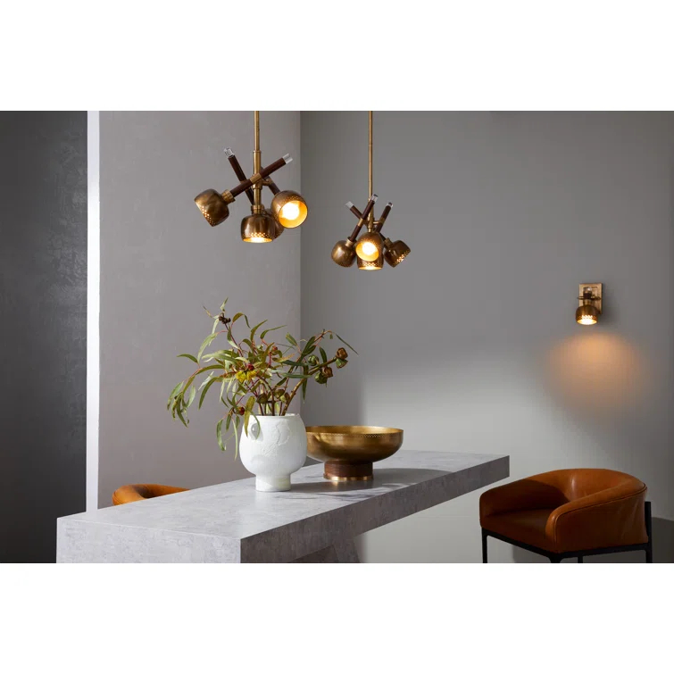 Pavo Vintage Brass and Clear Glass 16.5" Pendant Light