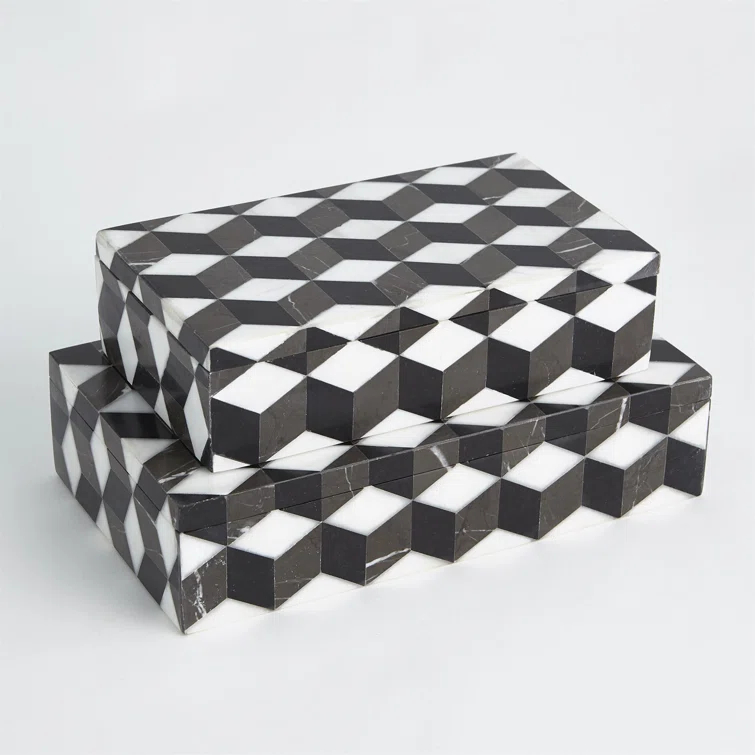 Global Views Escher Marble Box-Sm