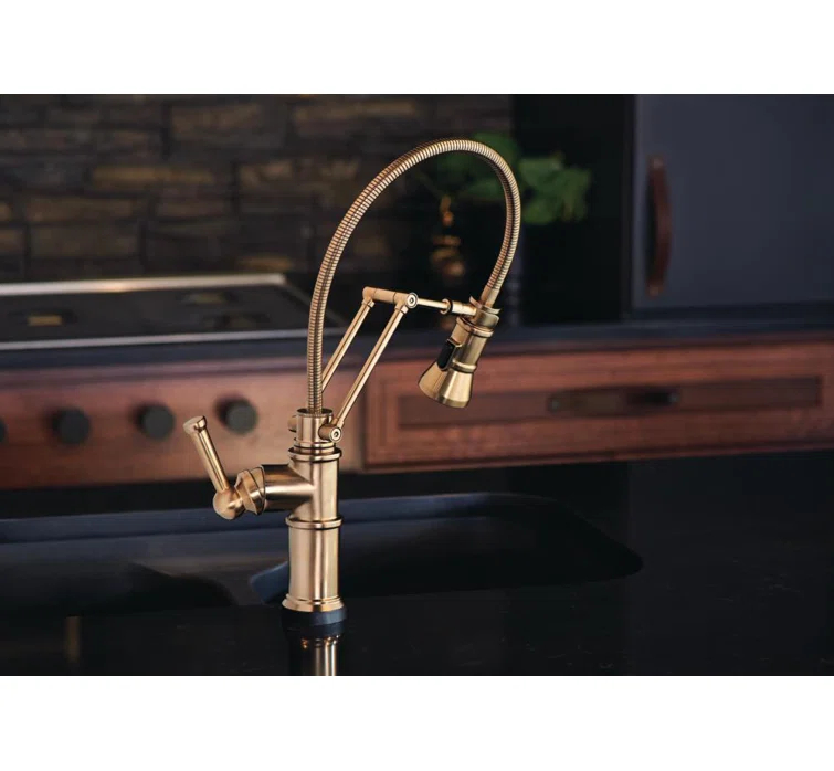 Luxe Gold Brass Kitchen Faucet with Pull-out Spray
