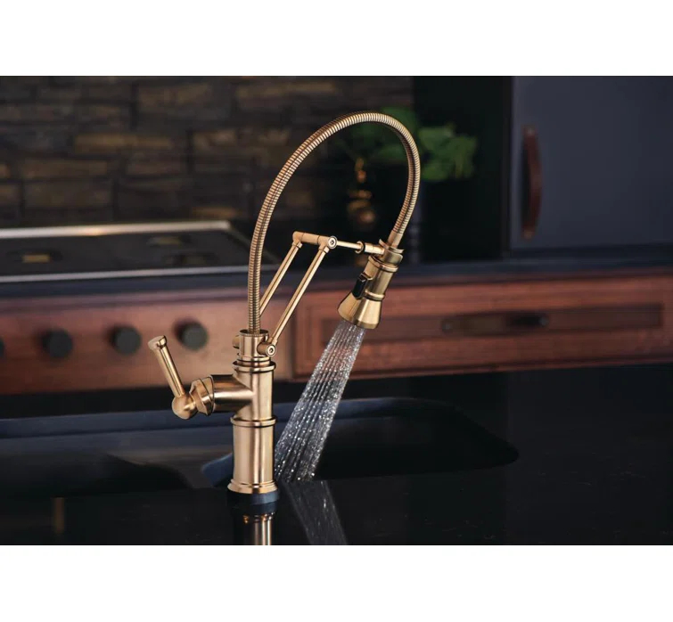 Stainless Steel Pull-Out Spray Kitchen Faucet with Brass Handle