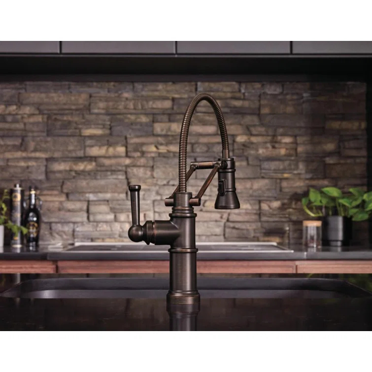 Venetian Bronze Articulating Kitchen Faucet with Pull-out Spray
