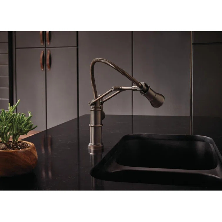 Venetian Bronze Articulating Kitchen Faucet with Pull-out Spray