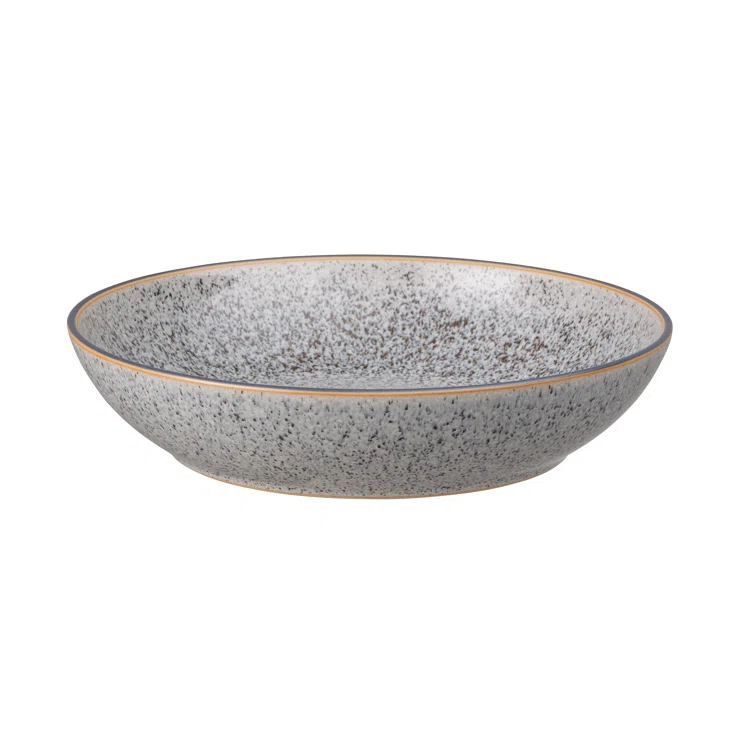 Gray Ceramic Stoneware Round Pasta Bowl with 20.6 Ounce Capacity