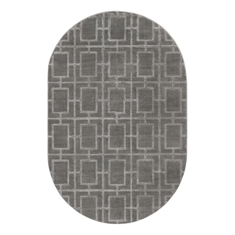 Glam Geometric Gray Silver Area Rug