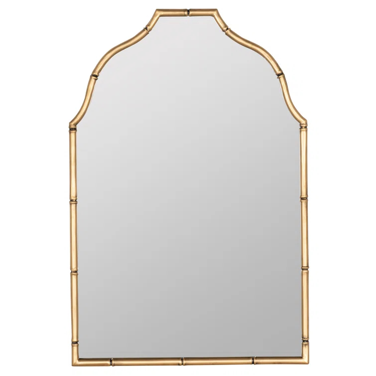 Elegant Gold Metal Framed Arch Vanity Wall Mirror