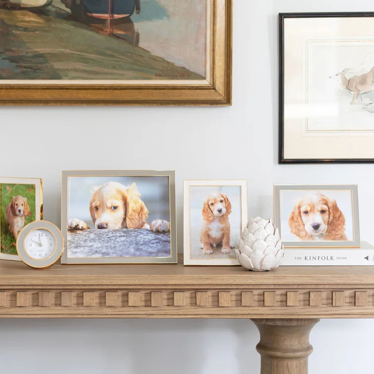 White and Gold 8x10 Enamel Picture Frame