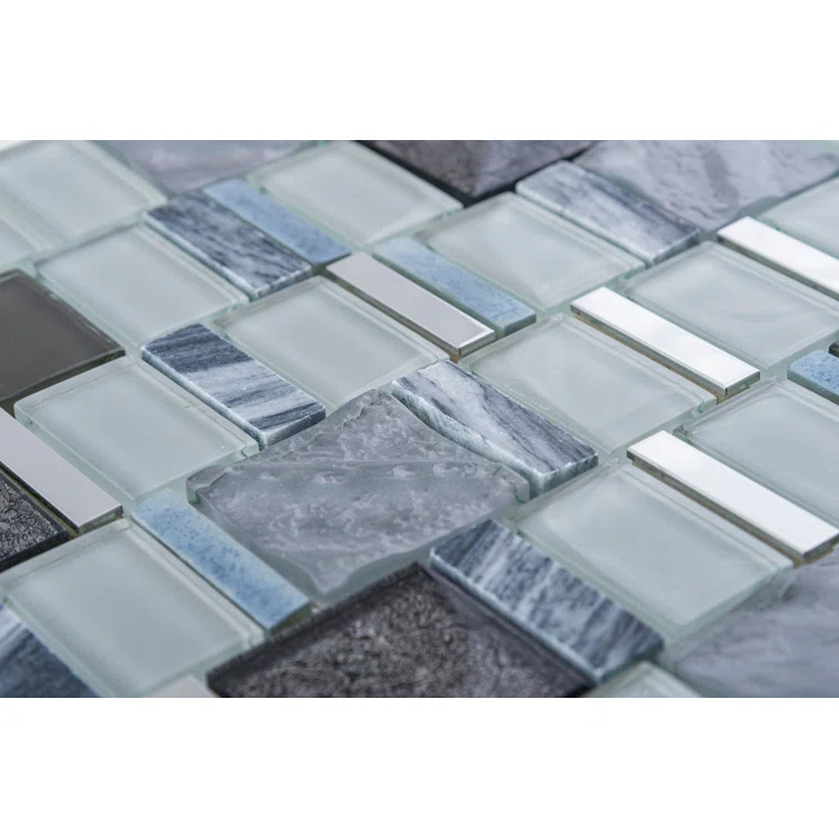 Estee Glass/Stone/Metal Mosaic Kitchen Backsplash, Wall and Floor Tile