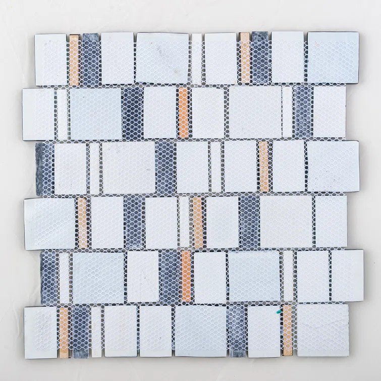 Estee Glass/Stone/Metal Mosaic Kitchen Backsplash, Wall and Floor Tile