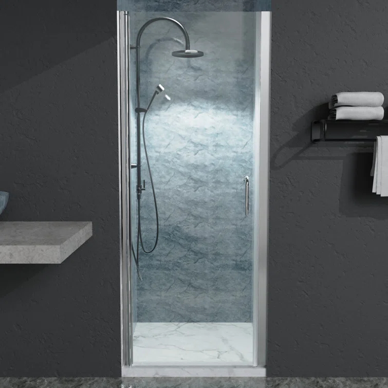 Staykiwi SKGBSD5-30CH 30'' - W x 72'' H Pivot Door Semi-Frameless Shower Door with