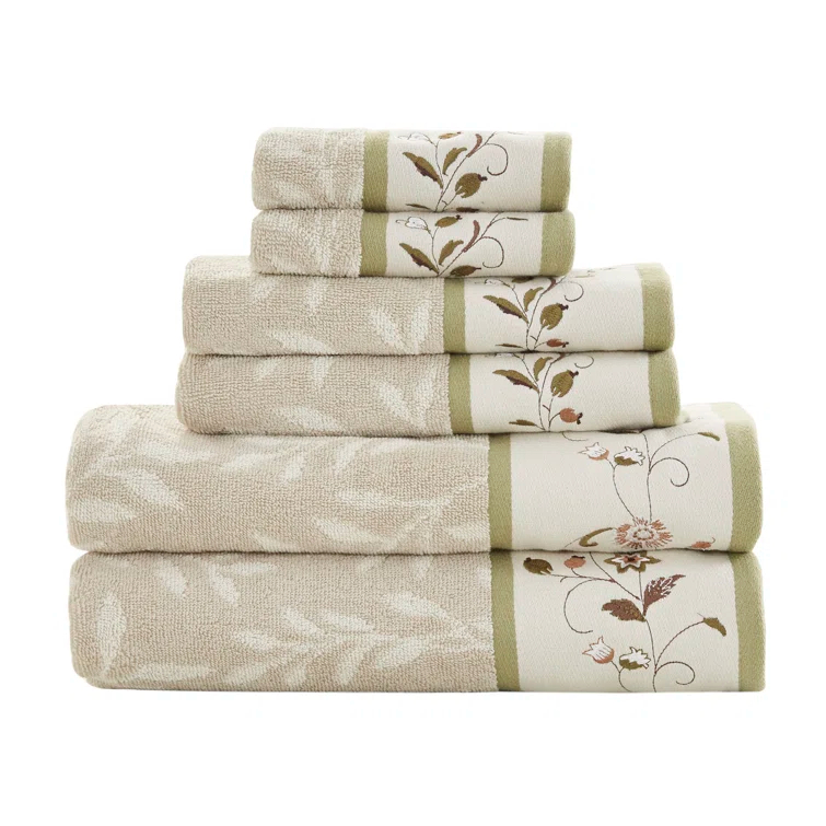 Madison Park Raheem Embroidered Cotton Jacquard Towel Set (Set of 6)